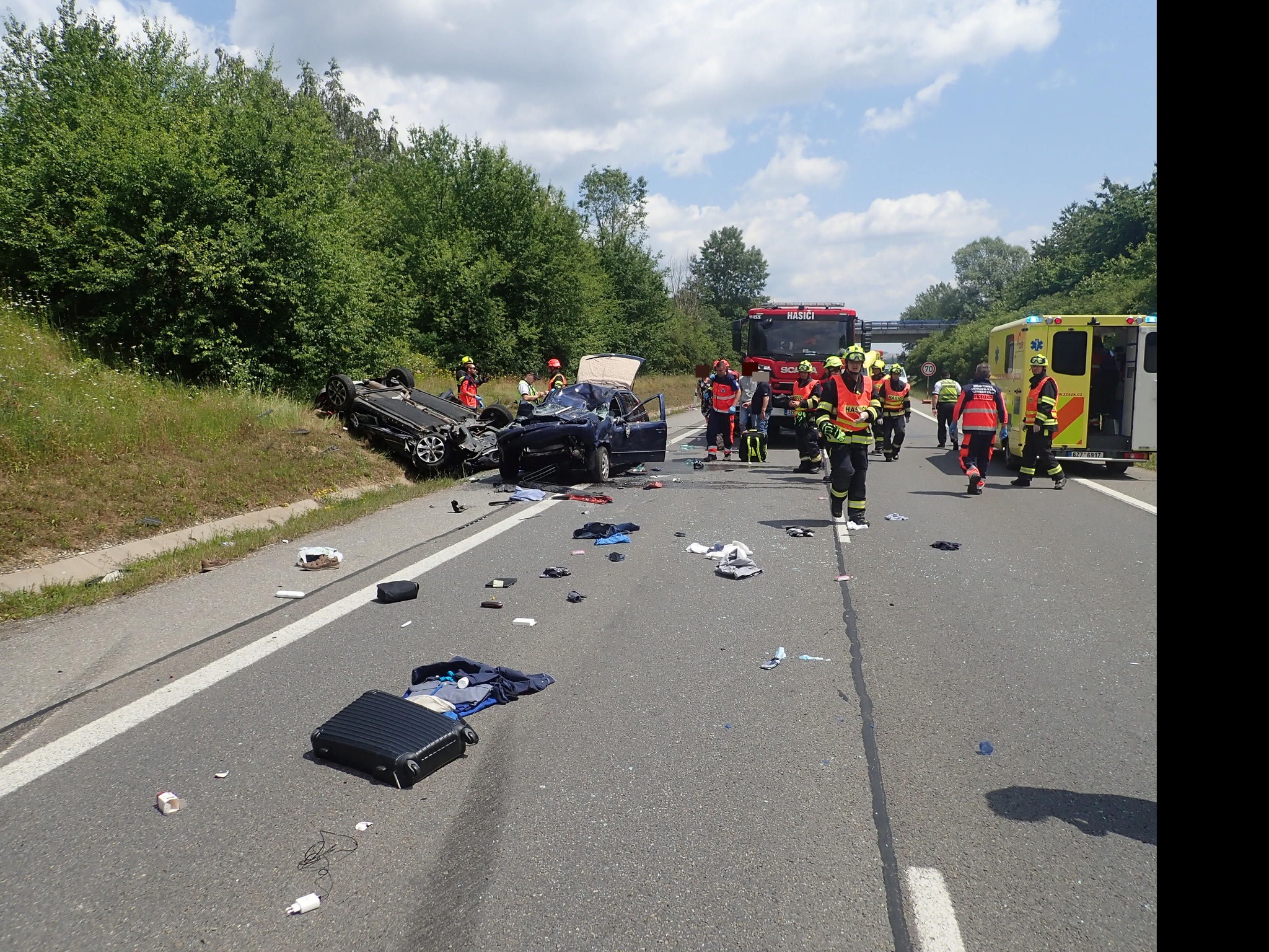 Tragická nehoda u Zlechova na Uherskohradišťsku. Foto: HZS Zlín