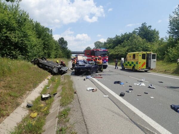 Tragická nehoda u Zlechova na Uherskohradišťsku. Foto: HZS Zlín