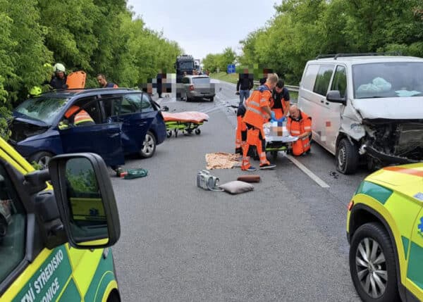 Vážná nehoda osobního auta a dodávky se stala u Řepic na Strakonicku. Foto: ZZS JCK
