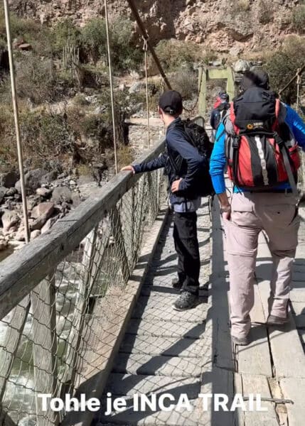 Na tomto mostě výprava Inka Trail začala. Foto: Instagram Leoše Mareše