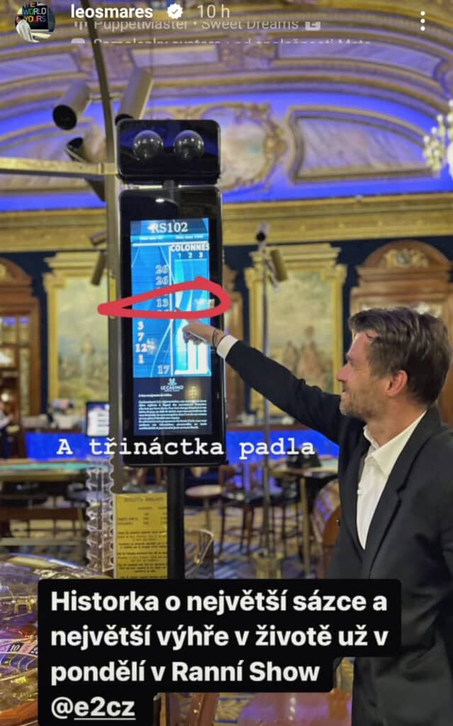 Leoš Mareš a jeho tajemná výhra v kasinu v Monte Carlo. Zdroj: Instagram LM