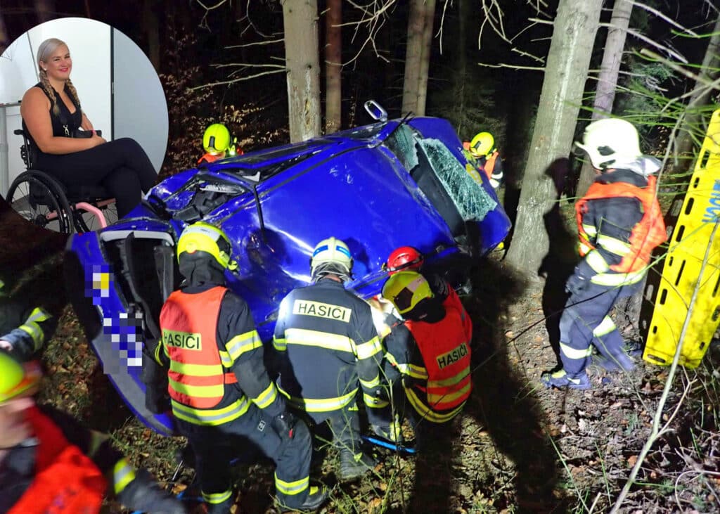 Vážná nehoda v Zádveřicích-Rakové na Zlínsku. Auto skončilo mezi stromy. Foto: HZS ZLK