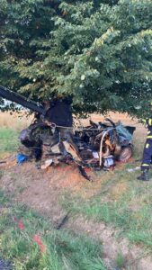 Auto se u Opatovce na Svitavsku rozbilo o strom. Řidič zemřel. Foto: PČR