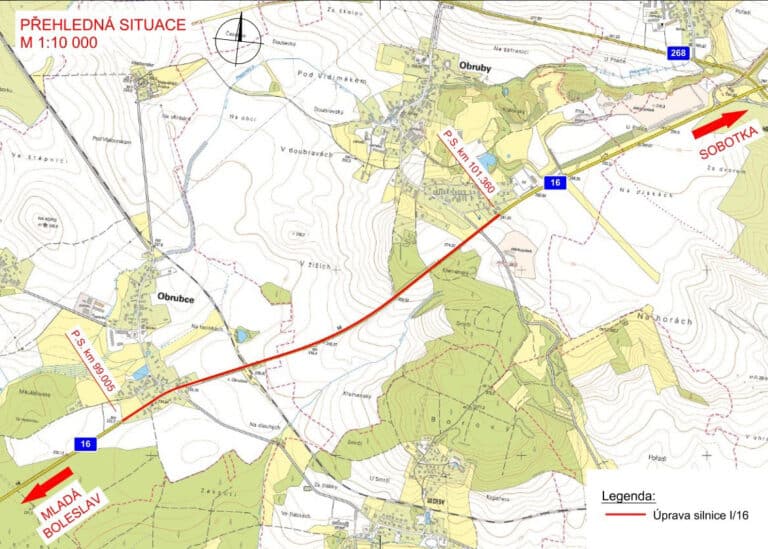 V tomto úseku na I/16 u Obrub začne příští týden oprava. Zdroj: ŘSD