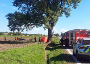 Auto na silnici od Kněžmostu u Malobratřic narazilo do stromu. Foto: HZS