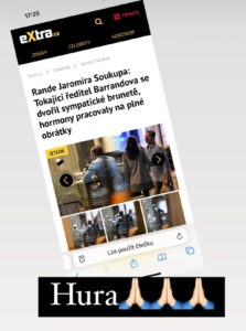 Hurá! Výmluvná reakce Agáty Hanychové na rande Jaromíra Soukupa. Zdroj: IG