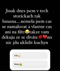 Agáta Hanychová o sobě napsala, že je hnusná. Zdroj: IG