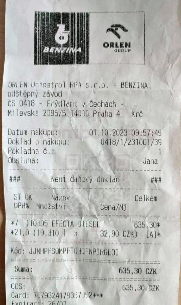 Benzina Orlen ve Frýdlantu prodávala benzín i naftu za 32,90. Foto: FB