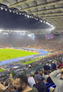 Přemek Forejt a Eva Burešová vyrazili i na fotbal mezi Slávií a AS Řím. Zdroj: IG