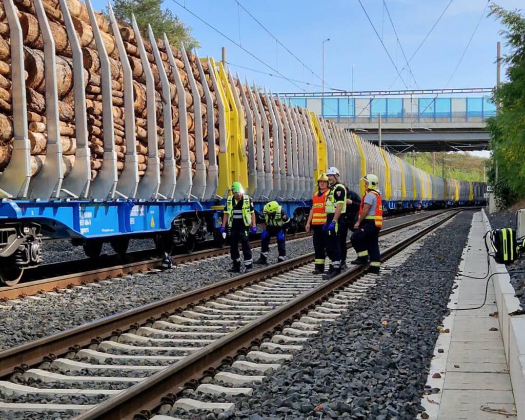 Vlak naložený dřevem přejel ženu u Malešic v Praze. Foto: ZZS Praha