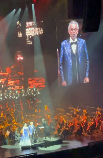 Andrea Bocelli v O2 areně v Praze 14. ledna 2024. Zdroj: IG