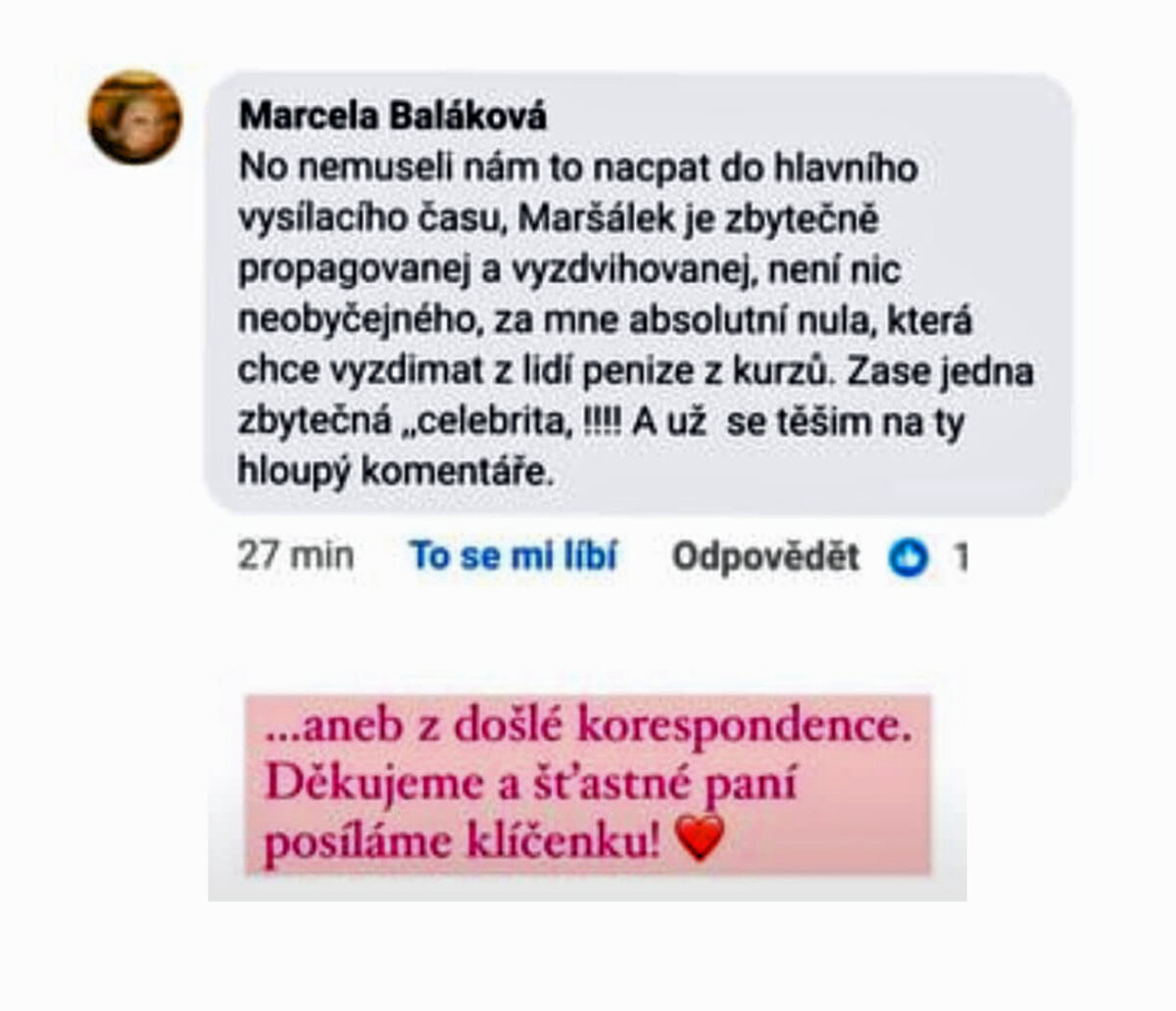 Nevybíravý útok jedné divačky na cukráře Josefa Maršálka kvůli pořadu Peče celá země.