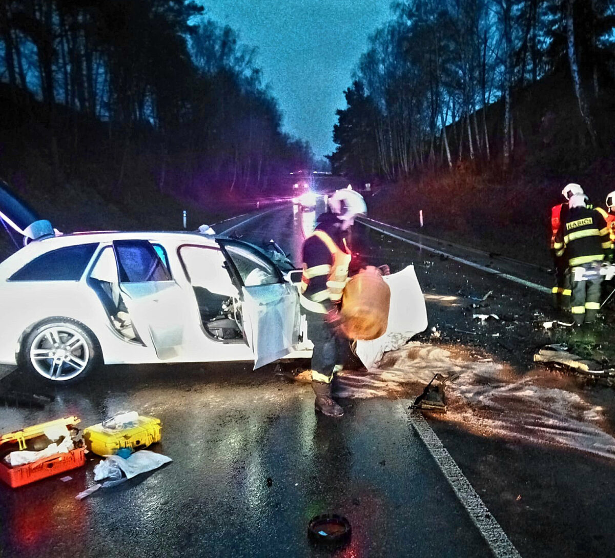 Tragická nehoda u Boršova nad Vltavou na silnici I/3. Foto: HZS Jihočeský kraj
