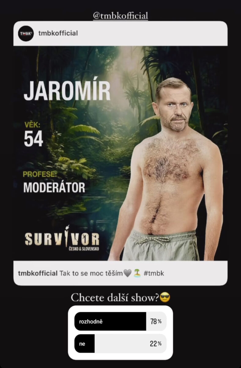 Jaromír Soukup jako Survivor? Zdroj: IG J. Soukupa / TMBK
