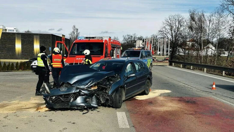 Nehoda sanitky a auta na E55 u Českých Budějovic. Foto: ZZS