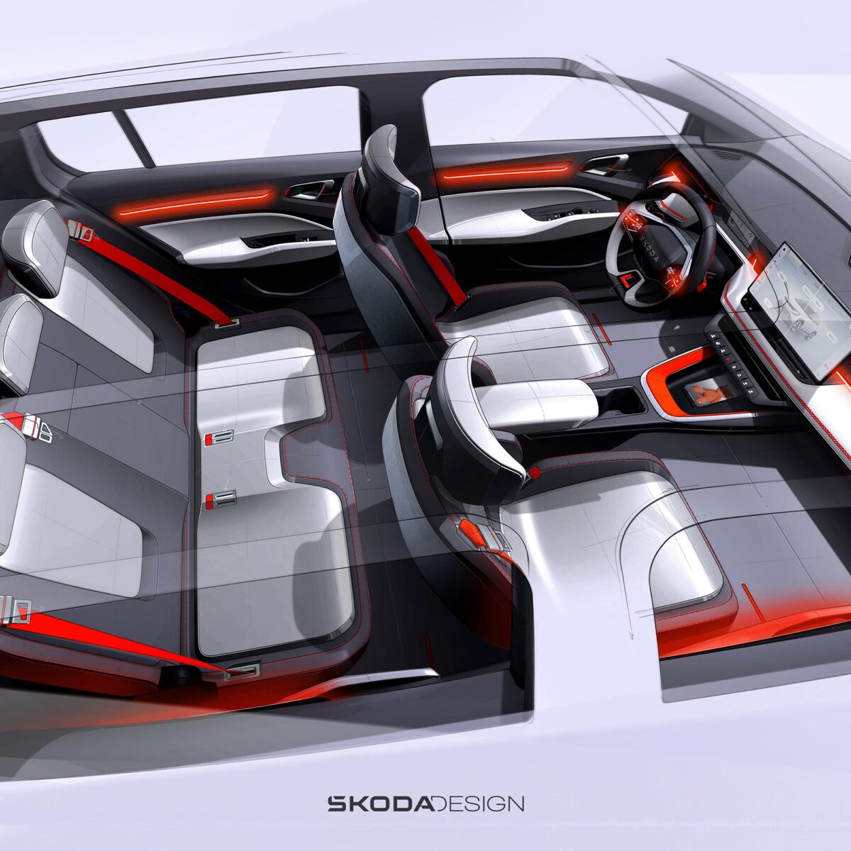 Studie interiéru vozu Škoda Epiq. Zdroj: Škoda