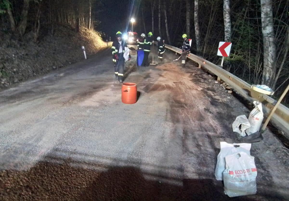 Odklízení nehody na silnici od Lanšperka na Dolní Dobrouč trvalo 5 hodin. Foto: HZS