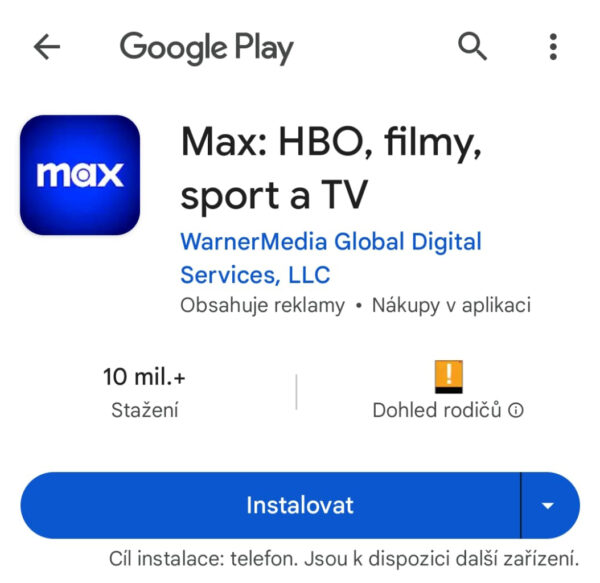 Instalace nové aplikace MAX.