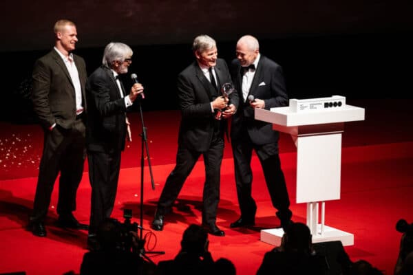 Herci Solly Mcleod a Viggo Mortensen s Jiřím Bartoškou. Foto: FSF Karlovy Vary