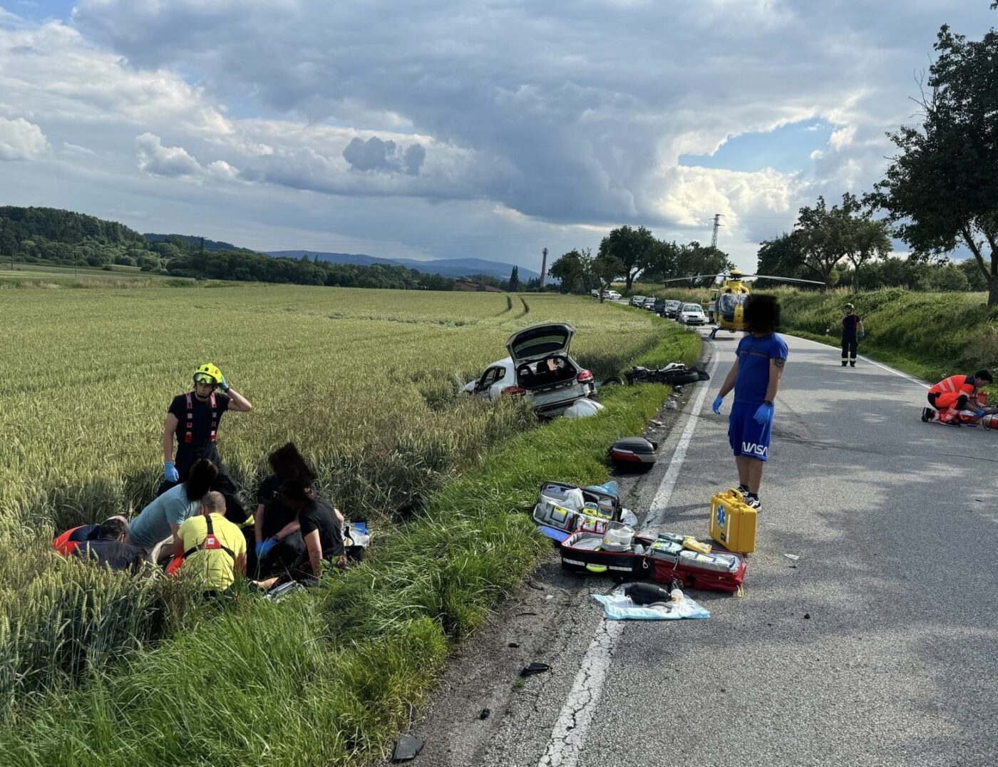 Tragická nehoda u Bavorova. Zemřeli dva motorkáři. Foto: ZZS