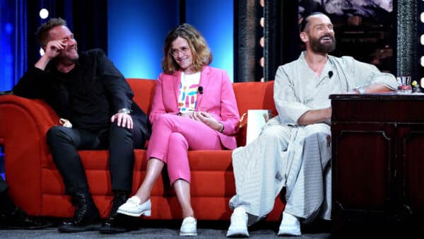 Karlos Vémola, moderátor Libor Bouček, maminka Davida Pastrňáka – Marcela Ziembová v Show Jana Krause. Foto: Prima