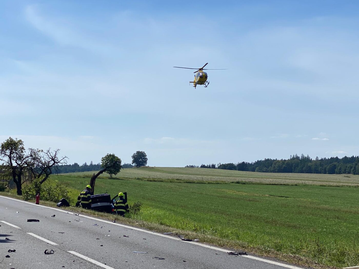 Nehoda dvou aut u Křenovic na Písecku. Foto: HZS