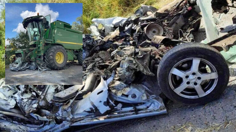 Tragická nehoda auta a kombajnu v Polsku. Foto: policie