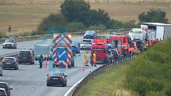 nehoda kamionu a cisterny na dálnici D1 u Říčan před Brnem.