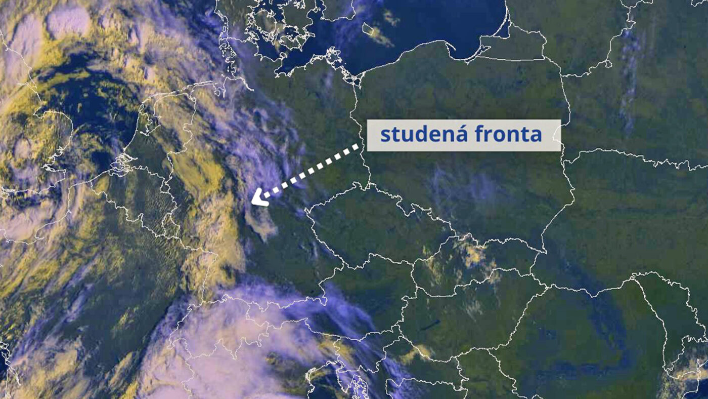 Do ČR míří studená fronta. Zdroj: CHMÚ