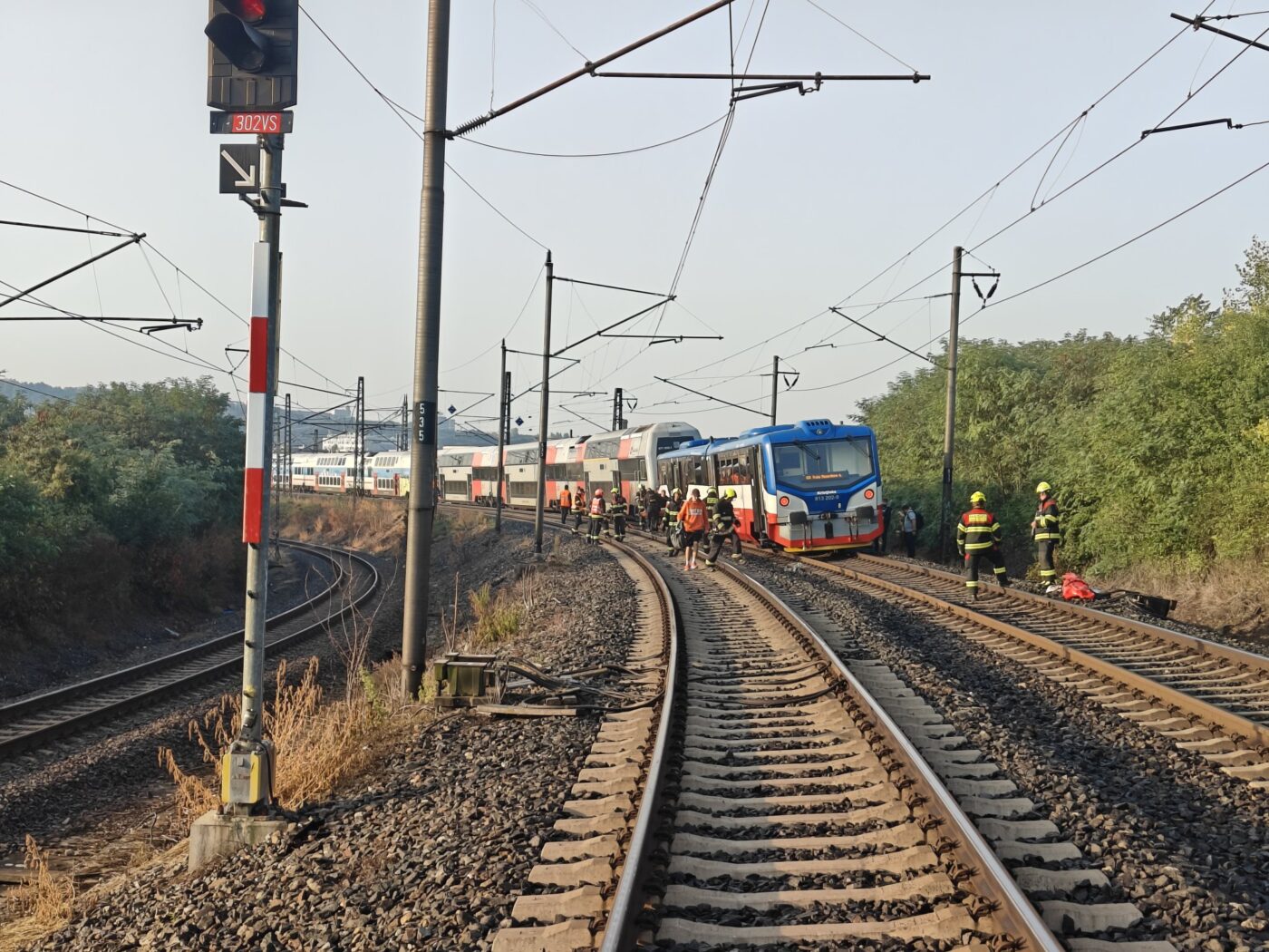 Srážka vlaků v Praze Libni. Foto: HZS