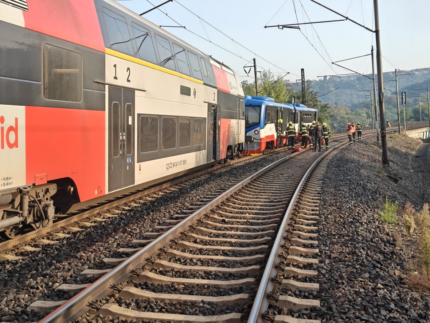 Srážka vlaků v Praze Libni. Foto: HZS