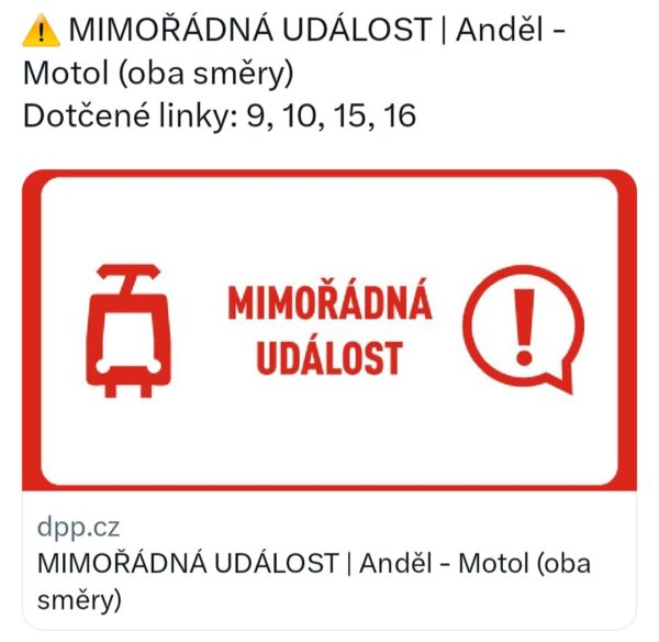 Mimořádnost v provozu.