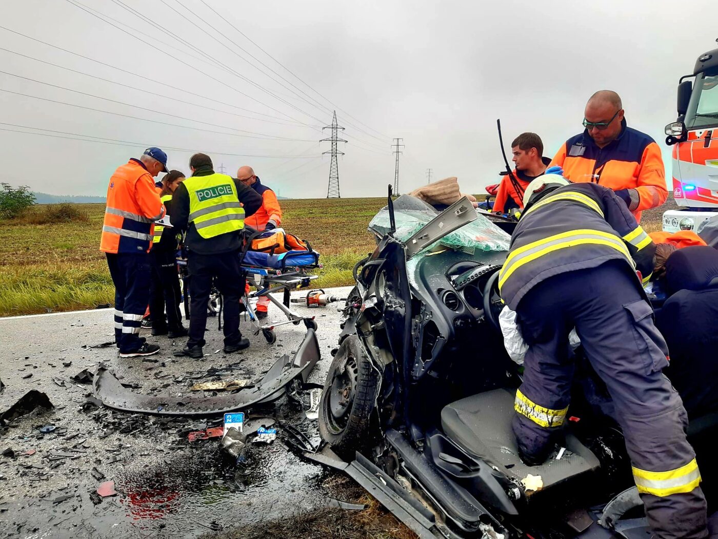 Tragická nehoda mezi obcemi Netěchovice Nuzice. Foto: HZS