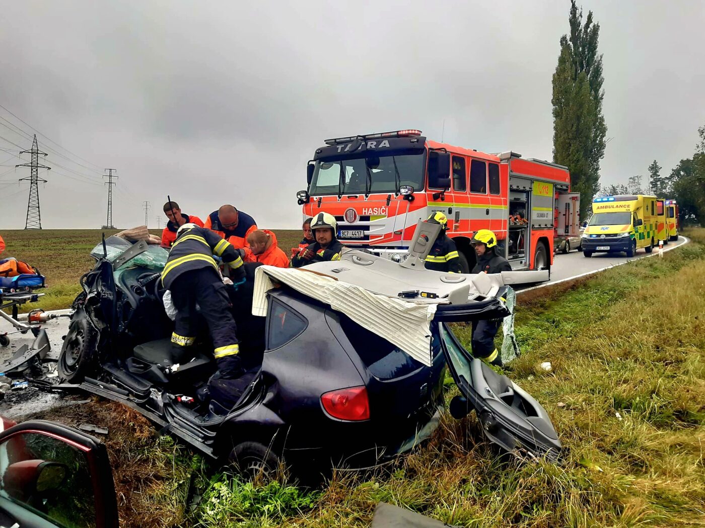 Tragická nehoda mezi obcemi Netěchovice Nuzice. Foto: HZS