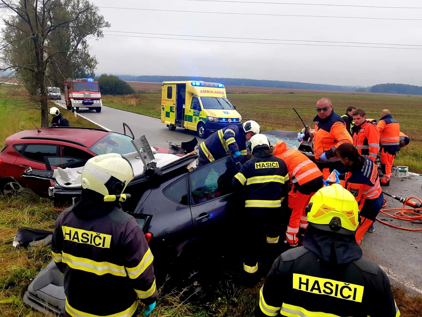 Tragická nehoda mezi obcemi Netěchovice Nuzice. Foto: HZS