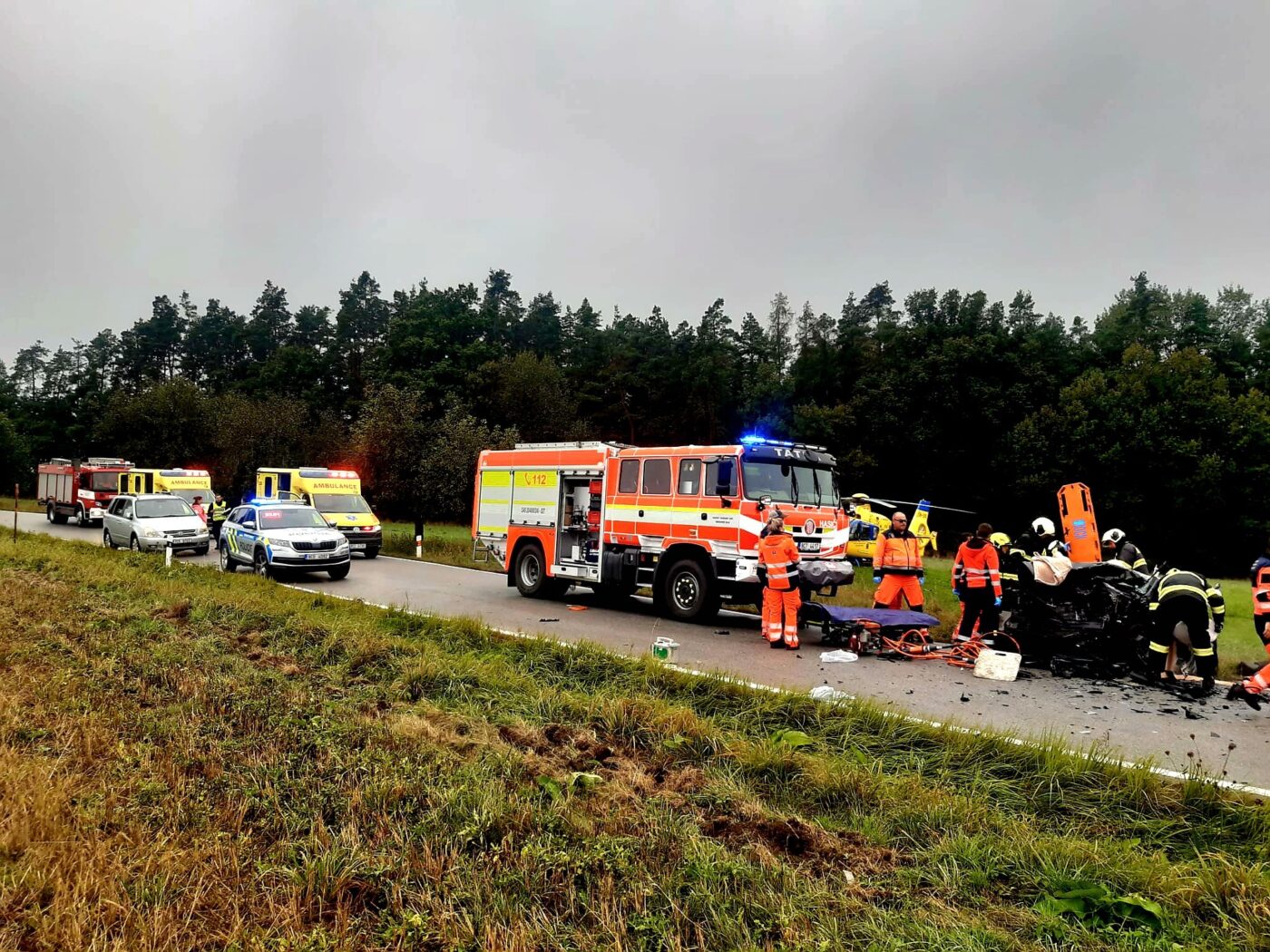 Tragická nehoda mezi obcemi Netěchovice Nuzice. Foto: HZS