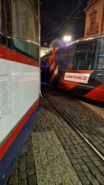 Nehoda tramvají v Olomouci.