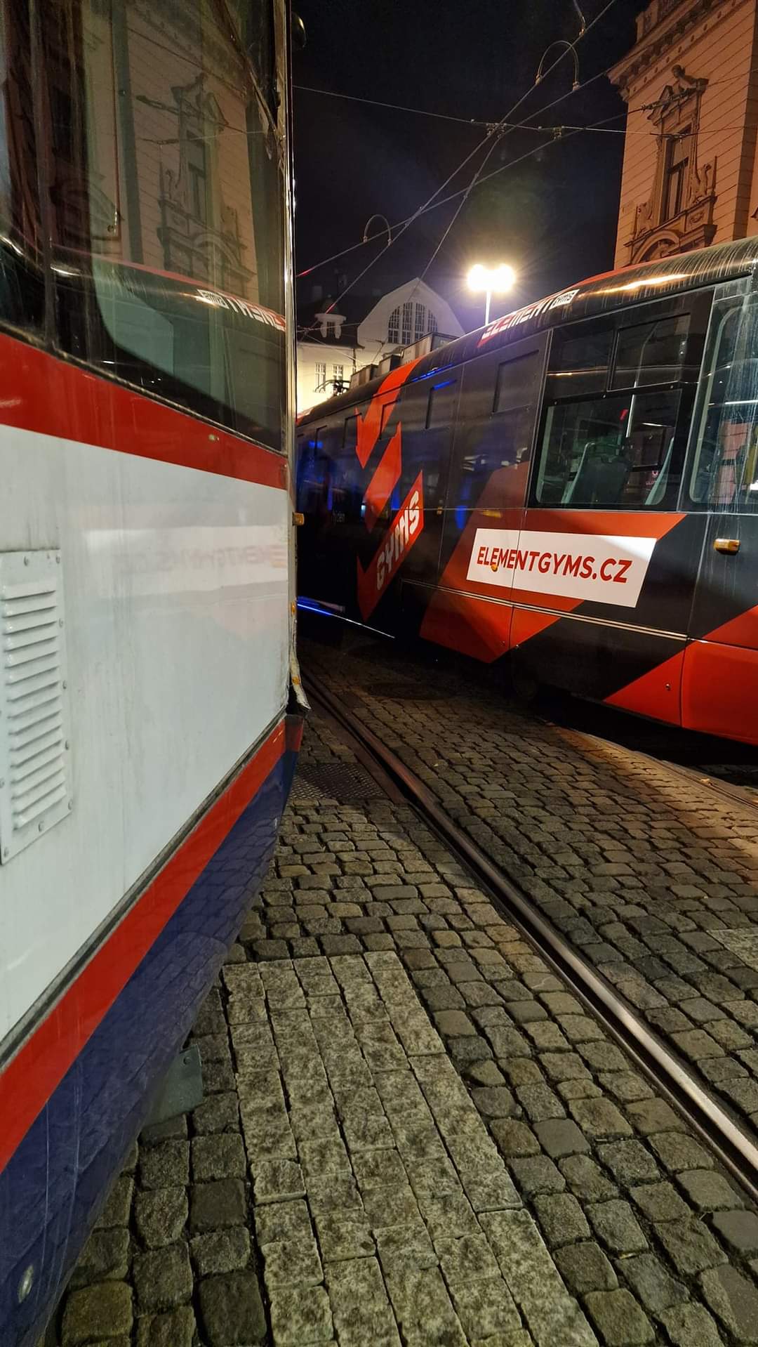 Nehoda tramvají v Olomouci.