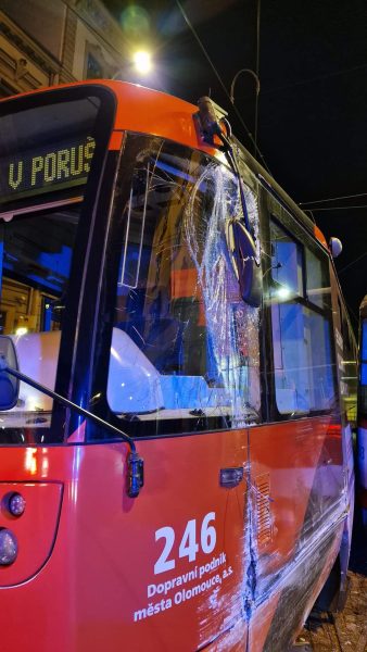 Nehoda tramvají v Olomouci.