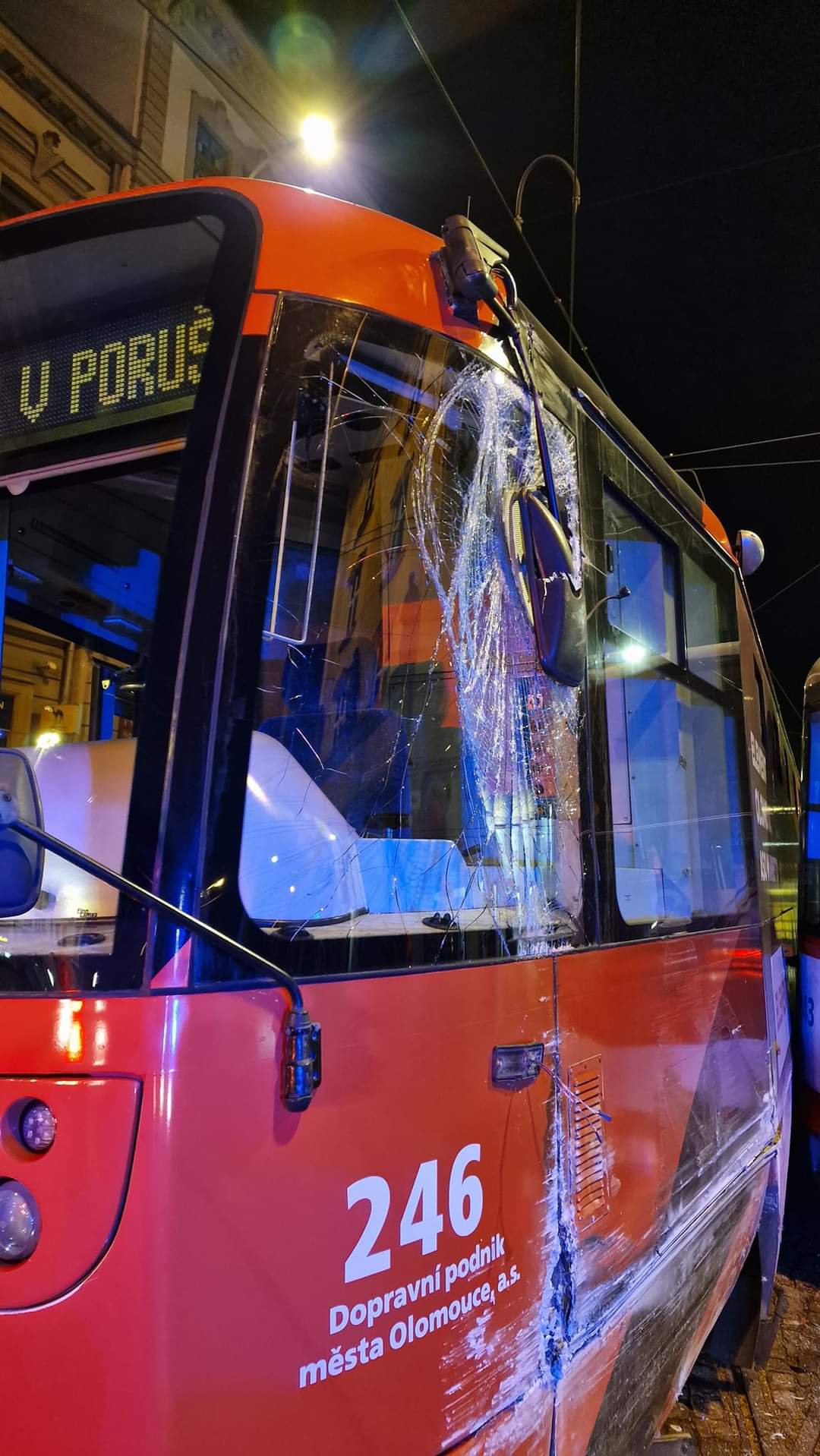 Nehoda tramvají v Olomouci.