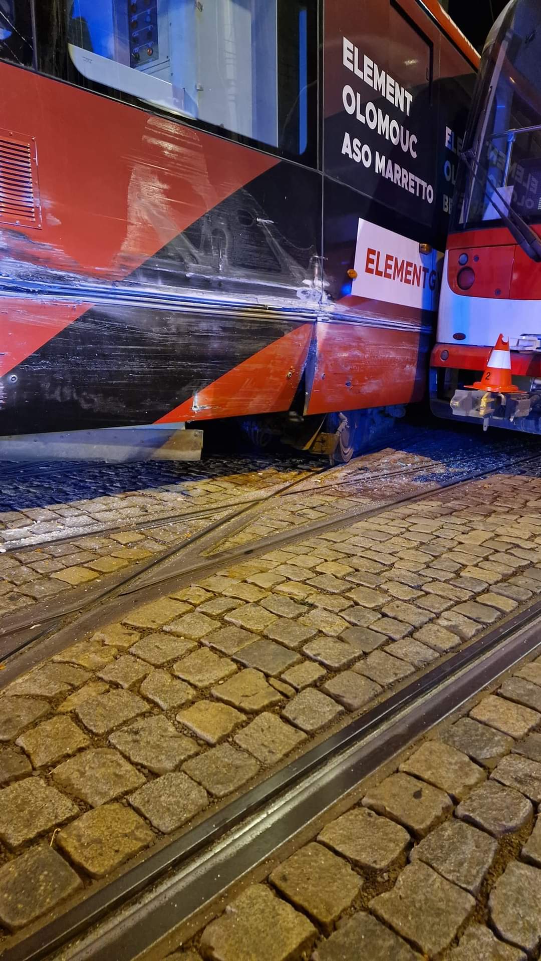 Nehoda tramvají v Olomouci.