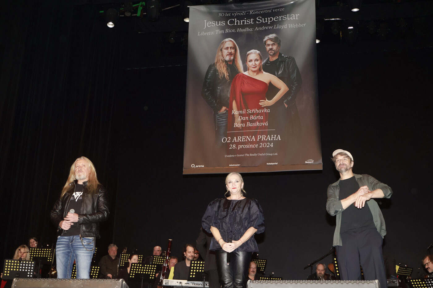 Kamil Střihavka, Bára Basiková a Dan Bárta na TK Jesus Christ Superstar. Foto: Nextfoto