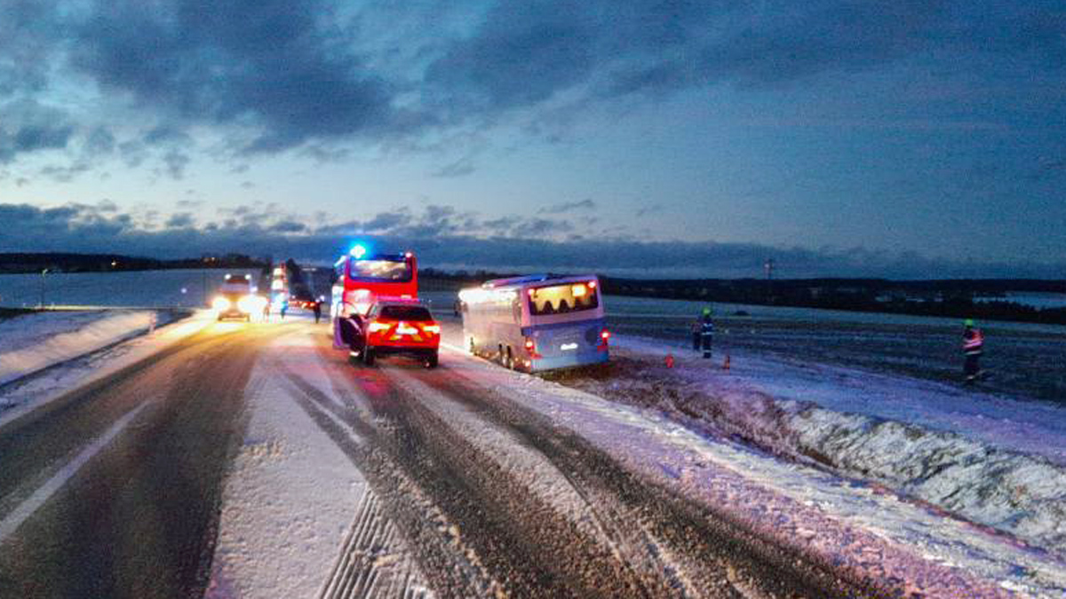 Nehoda autobusu u Všerub. Foto: HZS