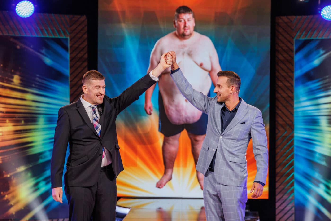 Lukáš Skupin a trenér Martin Košťál na konci extrémní proměny. Foto: TV Nova