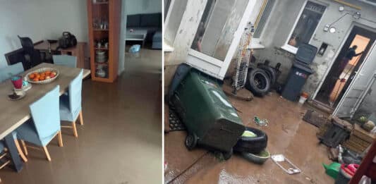 Obcí Domanín se prohnala velká voda s bahnem. Lidé mají zatopené domy a zahrady. Foto: Jiří Šindler