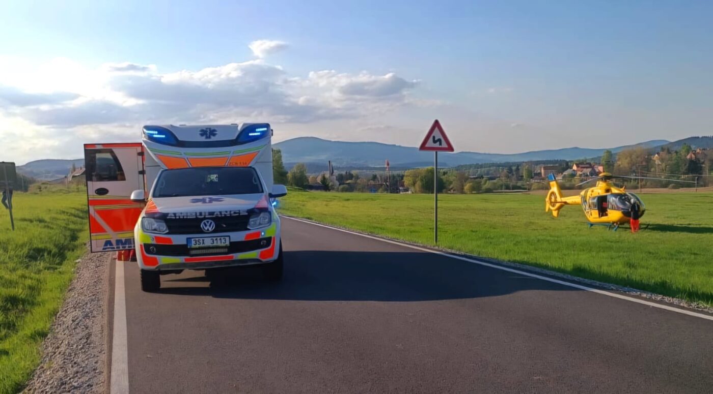 Nehoda čtyřkolky u Černé v Pošumaví. Foto: Trans hospital