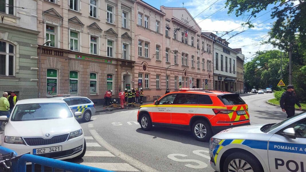 Únik plynu v centru Českých Budějovic. Foto: HZS