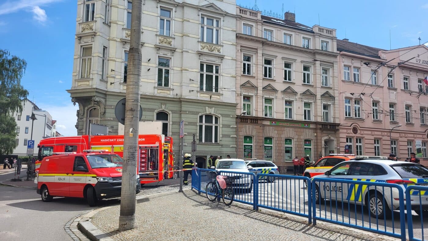 Únik plynu v centru Českých Budějovic. Foto: HZS