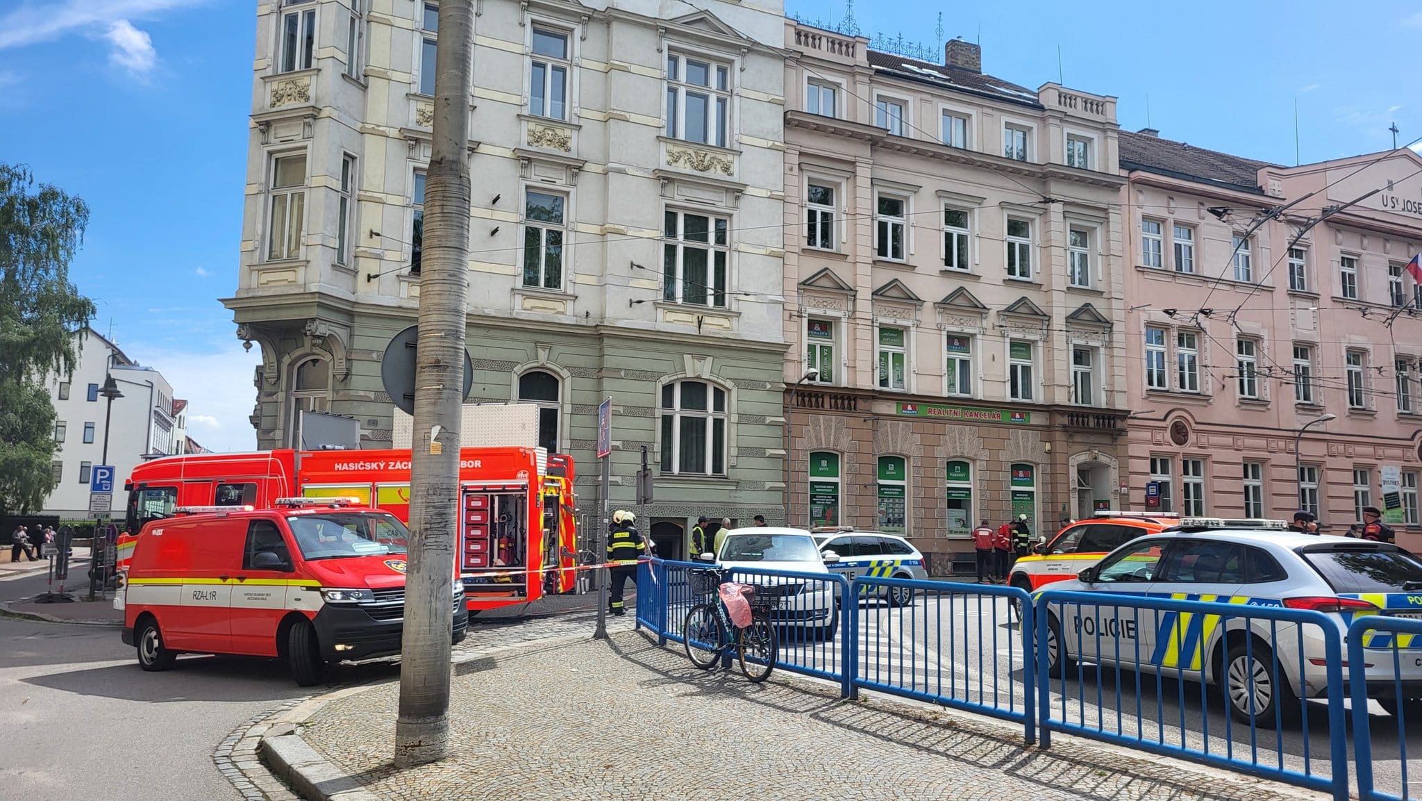 Únik plynu v centru Českých Budějovic. Foto: HZS