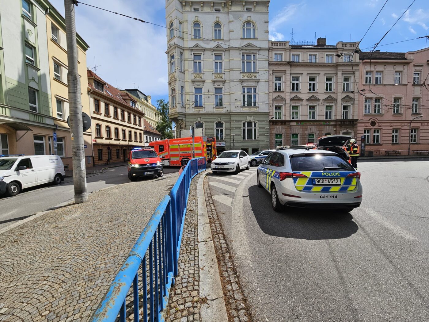 Únik plynu v centru Českých Budějovic. Foto: PČR